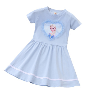 儿童装夏季新款女童洋气连衣裙纯棉宝宝春秋艾莎夏天女孩公主裙子