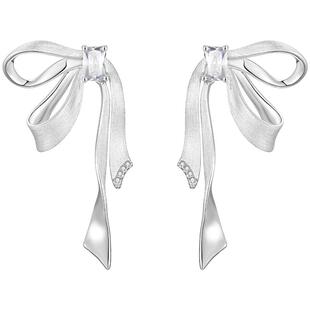 孙乐言同款ZEGL真柳设计师丝带蝴蝶结耳饰女新款耳夹耳钉流苏耳环