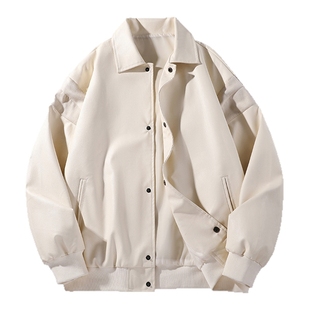 VIISHOW美式潮牌PU皮衣机车服外套男女秋季宽松痞帅百搭休闲夹克