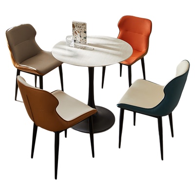 洞石岩板洽谈桌椅组合