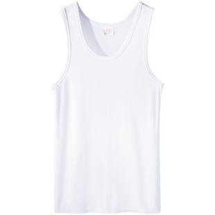 浪莎纯棉男士薄款透气打底男生运动健身修身螺纹跨栏背心男款全棉