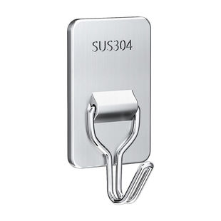 不锈钢挂钩强力承重粘胶浴室毛巾挂衣钩子厨房免打孔粘钩门后壁挂