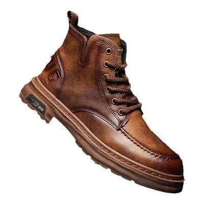 蜻蜓牌马丁靴复古真皮加绒棉鞋