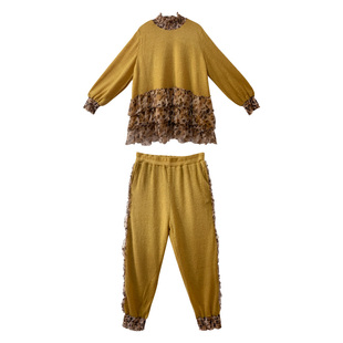 拜占庭的森林毛织套装女中年妈妈百搭显瘦保暖宽松上衣裤子两件套