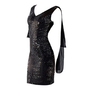 2025新款鱼尾宴会晚礼服女小个子气质名媛短款亮片派对聚会连衣裙