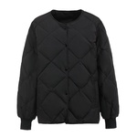 反季2025新款菱格羽绒服女短款圆领内胆薄款小个子无领外套清仓