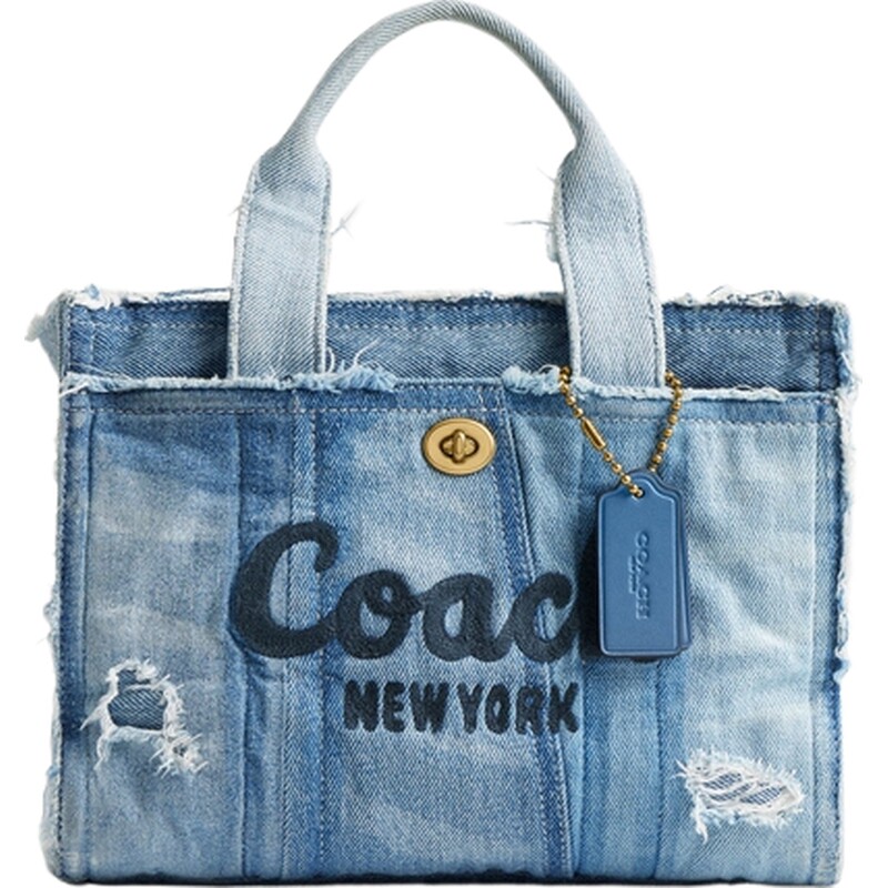 COACH/蔻驰女士丹宁布CARGO 26号托特包斜挎包单肩包高级