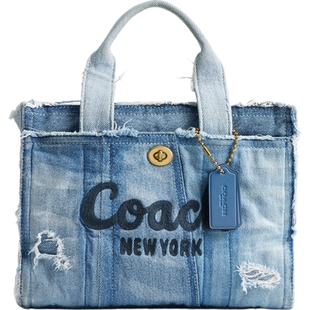 COACH/蔻驰女士丹宁布CARGO 26号托特包斜挎包单肩包高级