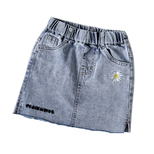 女童牛仔短裙夏装2025新款中大童包裙小雏菊儿童洋气半身裙A字裙