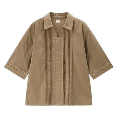 Giordano休闲纯棉收褶衬衫