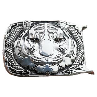纯银实心十二生肖老虎 蛇皮带扣三羊99足银腰带扣银扣头平滑扣