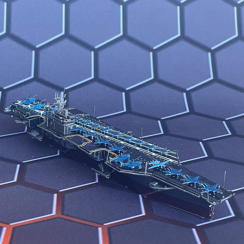 狂模罗斯福号航母全金属不锈钢DIY3D模型拼图立体拼装玩具胶免