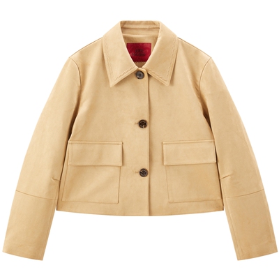 张婧仪同款 太平鸟竹福商场外套仿麂皮绒竹编纹理通勤A1BBG1221