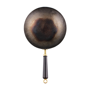 平野匠归手工锻打铁锅家用炒锅圆底无涂层物理不粘平底锅炒菜锅