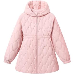 波司登儿童羽绒服女童中长款收腰公主风外套轻薄羽净色高级穿搭