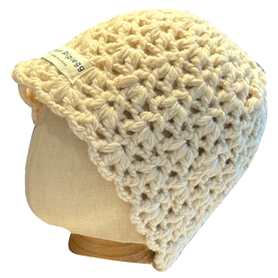 手工钩针镂空透气包头帽子女秋冬百搭保暖护耳贴布针织帽显脸小