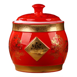 景德镇颜色釉陶瓷米缸家用防潮防虫密封储米桶厨房面粉收纳箱腌菜