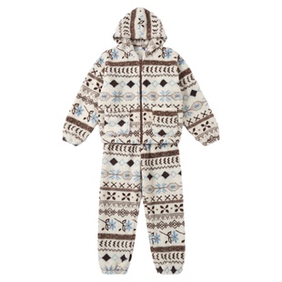 2025冬季新款费尔岛女款宽松加厚保暖舒棉绒睡衣家居服可外穿套装