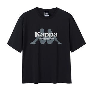 Kappa卡帕 新款短袖T恤女情侣款宽松休闲运动半袖潮流印花上衣男