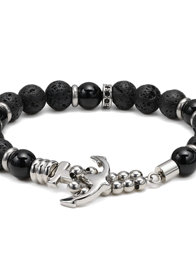 未设VAXE【守望】原创设计海锚钛钢火山石手链玛瑙手串男友生日礼