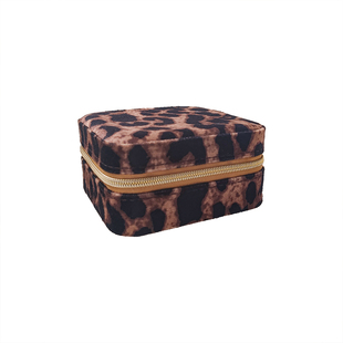 豹纹KT猫珍珠外出便携式收纳盒防氧化项链戒指耳环首饰盒子大容量