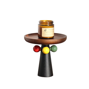 复古高脚实木托盘香薰蜡烛烛台托盘装饰摆件香水首饰收纳盘高级感