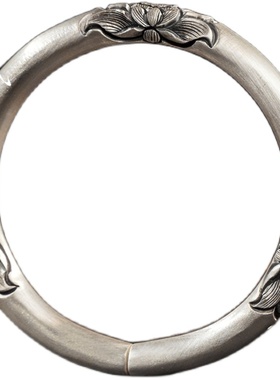 夏日雨荷贵妃镯足银999复古风女