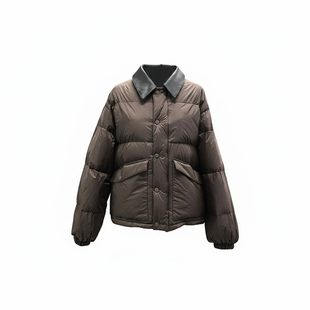 白鹅绒服2025冬新女款通勤韩版学院风设计师短款羽绒服面包服外套