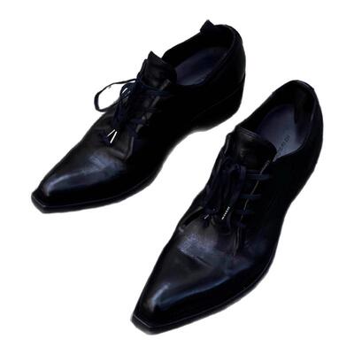 做旧巫师鞋情侣款增高尖头乐福鞋