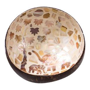 越南手工贝壳椰子碗玄关钥匙收纳盒大象椰壳碗装饰摆件创意水果盘