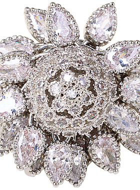 高档会动的水晶花食指女夸张戒指