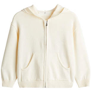 HM童装儿童女童毛衣春季休闲舒适长袖连帽针织衫1236272