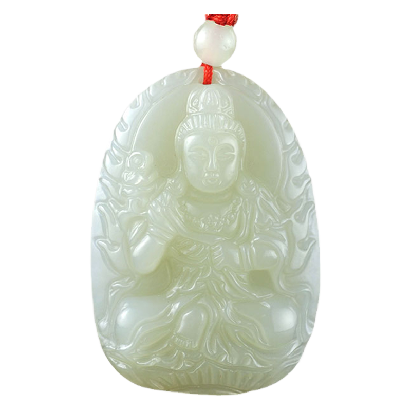 白玉本命佛配证书吊坠