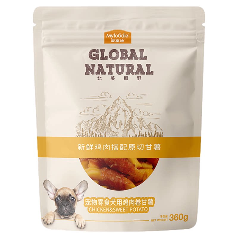 麦富迪狗狗零食鸡胸肉卷甘薯宠物专用零食鸡肉干泰迪零食训狗奖励