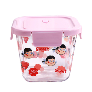 可爱玻璃饭盒上班族微波炉加热餐盒保鲜盖汤碗外带密封水果便当盒