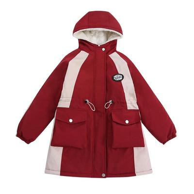 女童冬季加绒加厚拼色派克服