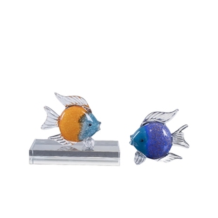 木南轻奢高档琉璃鱼摆件亲嘴鱼玻璃酒柜客厅家居装饰品摆件工艺品