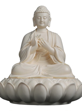 戴玉堂 林弋新陶瓷摆件《莲座莲心说法佛》释迦牟尼佛像 家用供奉