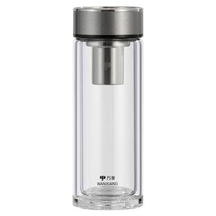 万象新款双层高硼硅玻璃杯男士家用车载泡茶杯办公水杯子商务送礼