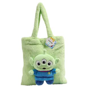 迪士尼草莓熊三眼仔斜挎包大眼仔毛绒手提包送女朋友闺蜜生日礼物