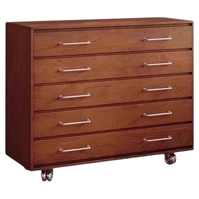 中古风实木五斗柜复古移动餐边柜