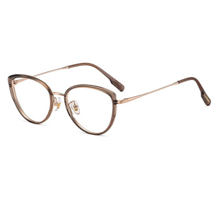 CAPONI猫眼眼镜女款高级感素颜茶色镜框蔡司近视可配防蓝光 34025
