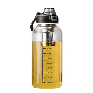 茶水分离大容量玻璃杯商务男女学生用耐高温带刻度单层大肚杯泡茶