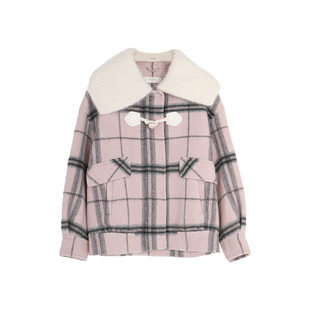 西町村屋双面呢外套女冬新款设计感学院针织领羊毛大衣HD8209152