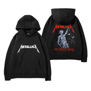 metallica欧美重金属乐队周边连帽卫衣男女秋冬宽松加绒长袖衣服