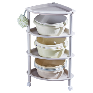 浴室洗脸盆架阳台置物架卫生间三角架厕所盆桶收纳储架子塑料落地