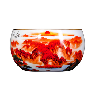 景德镇陶瓷器鸿运当头聚宝盆招财聚财摆件八方来财中式客厅玄关