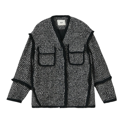 SLY2024冬季新品千金淑女小香风毛边V领短外套030HAR30-5381