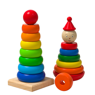 彩虹圈叠叠乐婴儿童积木塔玩具宝宝套圈圈木质蒙氏早教益智堆堆乐