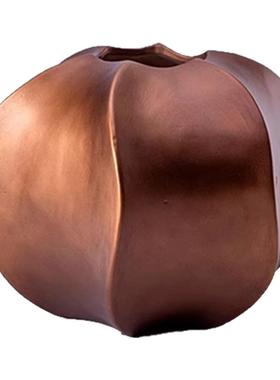 新中式轻奢金色陶瓷干花花瓶花器古风家居玄关样板房软装饰品摆件